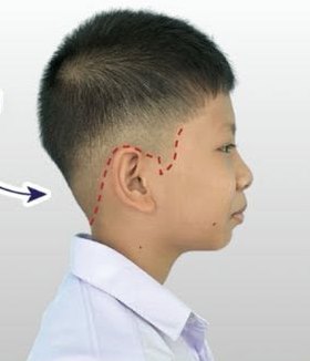 รองทรงสูง นักเรียนชาย ด้านข้าง · ไม่เกินตีนผม
